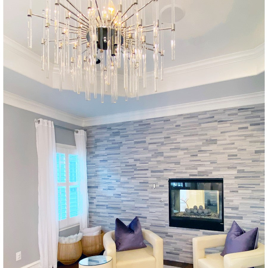 8 Light Chandelier, Polished Nickel