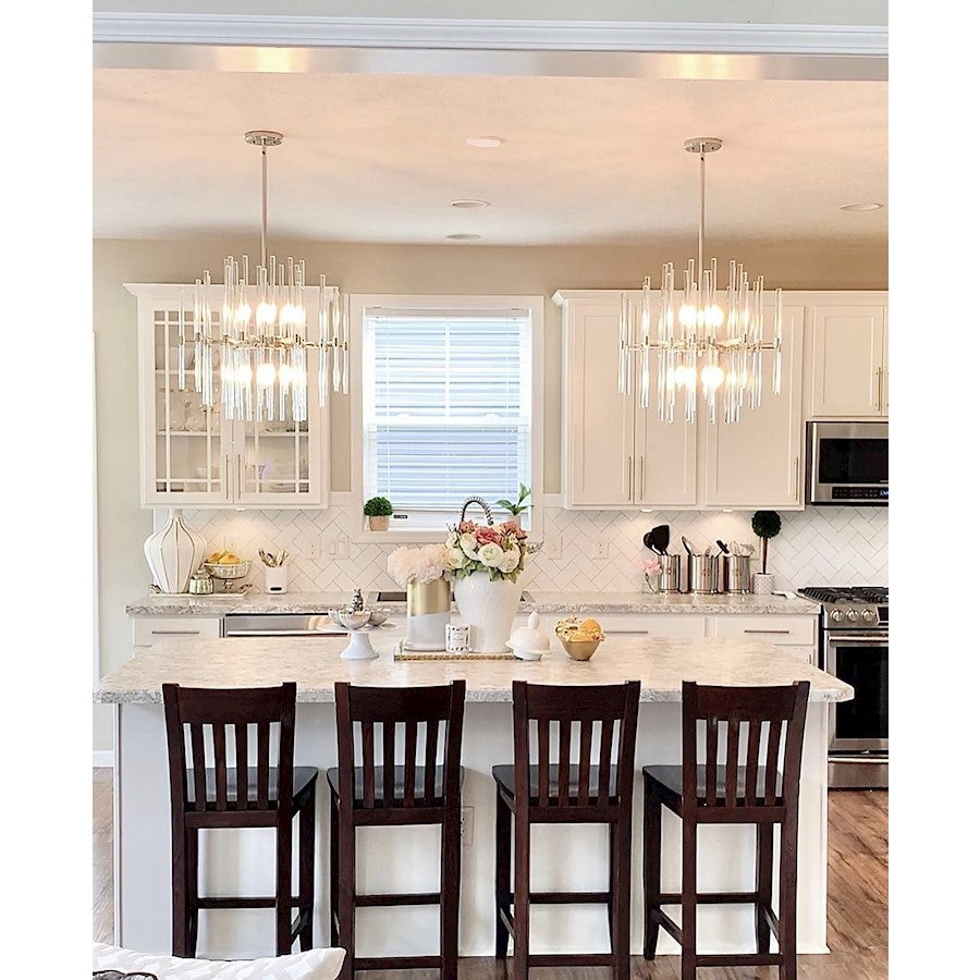 8 Light Chandelier, Polished Nickel