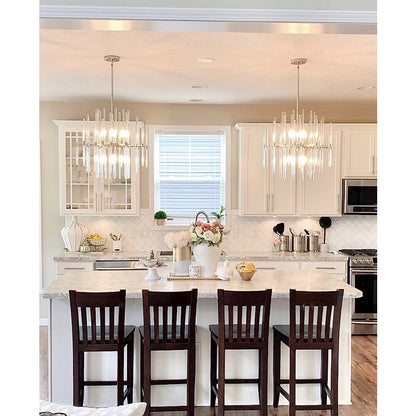 8 Light Chandelier, Polished Nickel