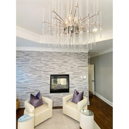 8 Light Chandelier, Polished Nickel
