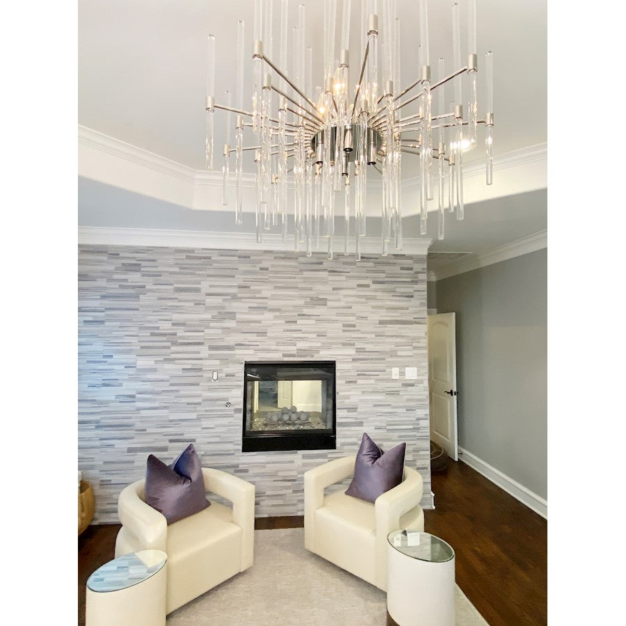 8 Light Chandelier, Polished Nickel
