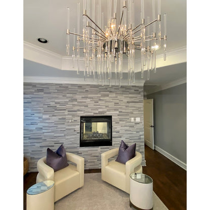 8 Light Chandelier, Polished Nickel