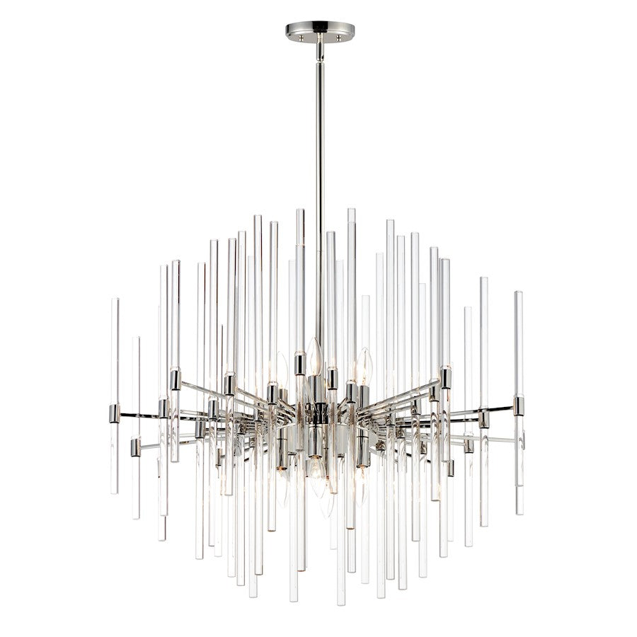 8 Light Chandelier, Polished Nickel