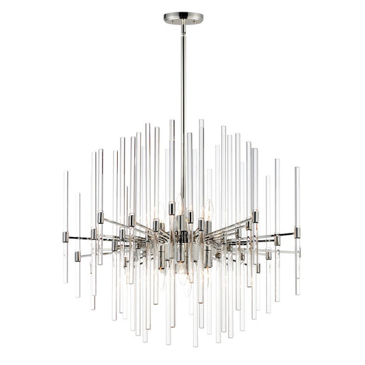8 Light Chandelier, Polished Nickel