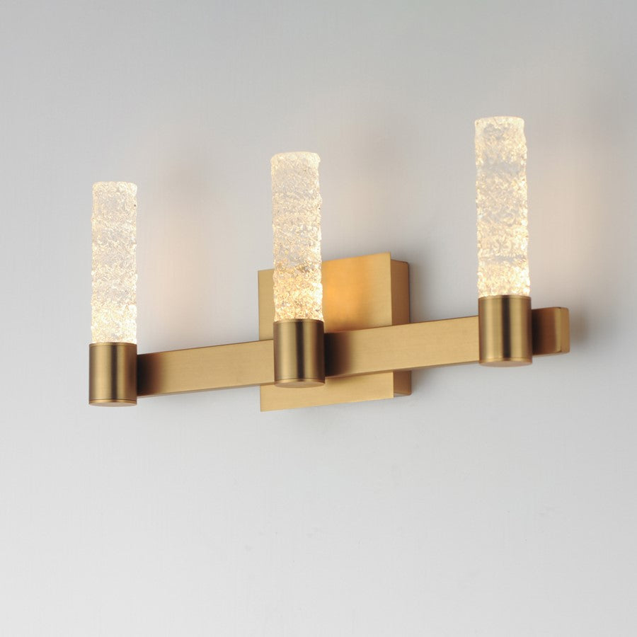 Maxim Lighting Duchess 3 Light Bath Vanity, Aged Brass/Iceberg