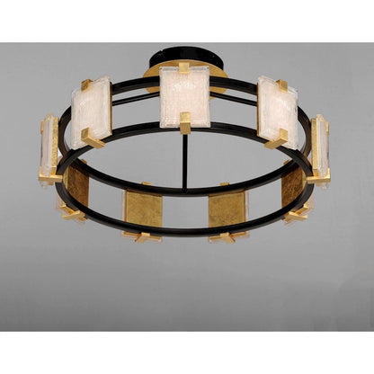 Maxim Lighting Radiant LED 9-Light Flush Mount, Black/Gold Leaf