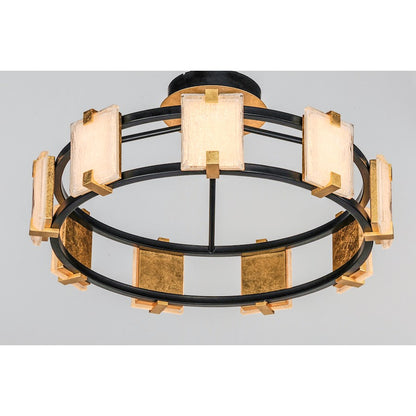 Maxim Lighting Radiant LED 9-Light Flush Mount, Black/Gold Leaf
