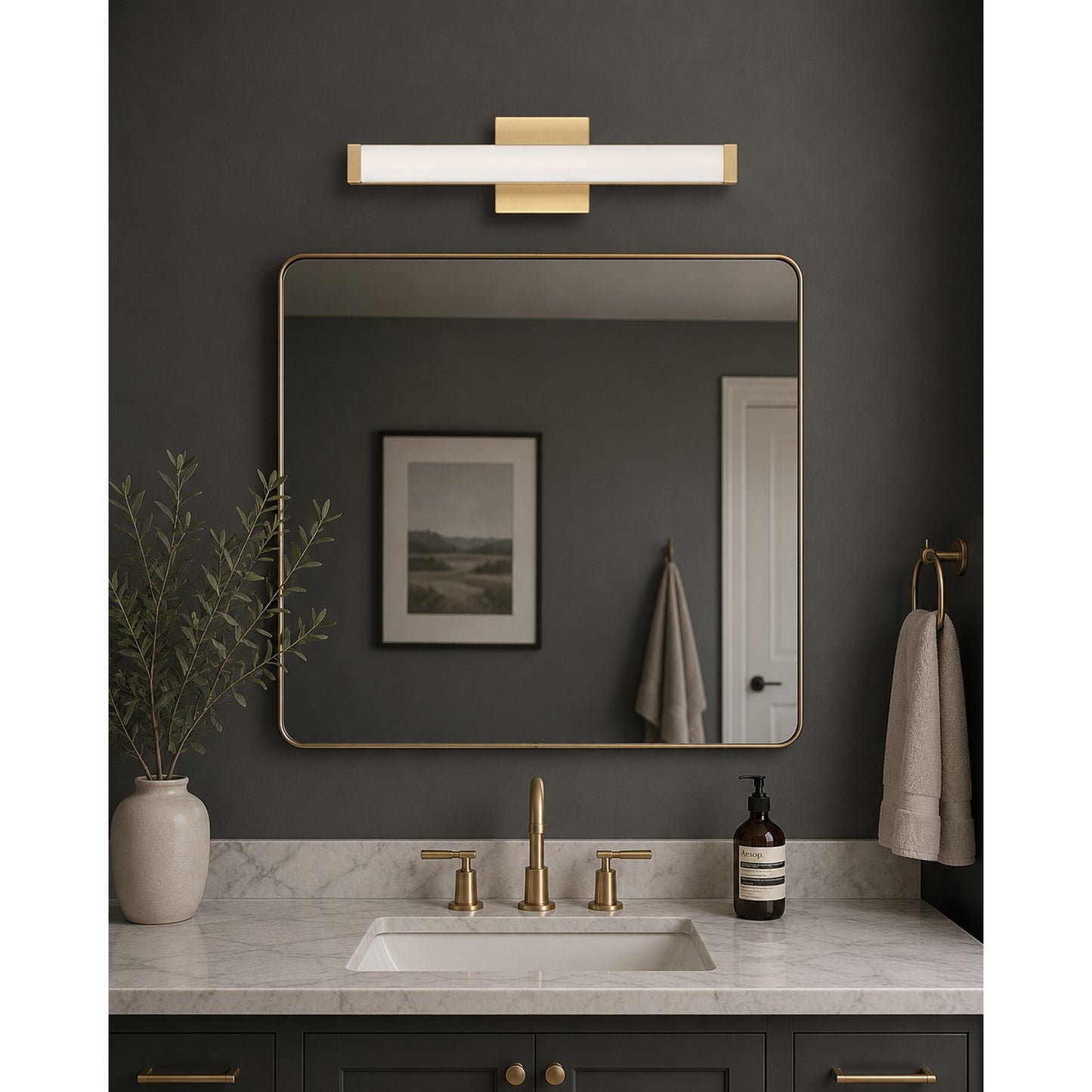 1 Light Bathroom Vanity Light, Gold