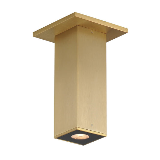 Maxim Lighting Culvert 7.75in 1-Light Outdoor Flush Mount | Modern Natural Aged Brass and Glass | Entryway & Covered Patio | Model 56429NAB