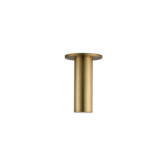 Maxim Calibro 7.5in 1-Light Outdoor Flush Mount | Modern Natural Aged Brass and Glass | Covered Patio & Entryway | 2.5 x 7.75 in | Model 56430NAB