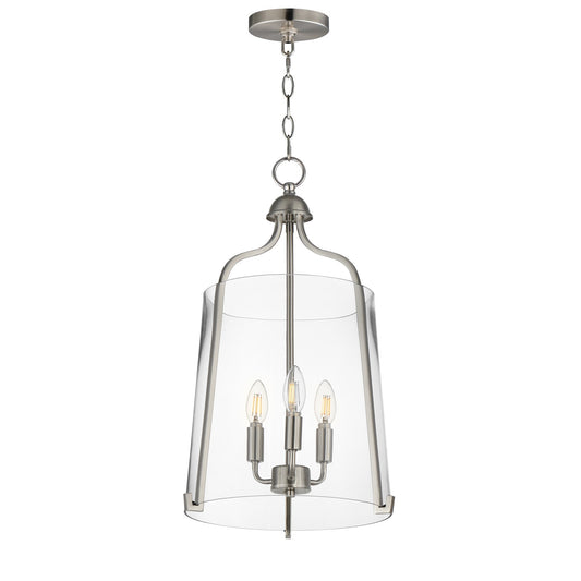 Maxim Lighting Bellmore 13.5in 3-Light Foyer Pendant | Transitional Satin Nickel and Clear Glass | Entry Foyer & Dining Room | Model 5683CLSN