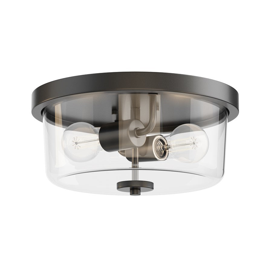 Maxim Lighting Fuller 2 Light 5.5" Flush Mount, Black/Clear - 5691CLBK