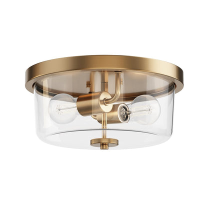 Maxim Lighting Fuller 2Lt 5.5" Flush Mount, Natural Aged Brass/Clear - 5691CLNAB