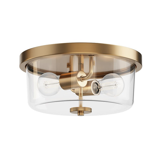 Maxim Lighting Fuller 2Lt 5.5" Flush Mount, Natural Aged Brass/Clear - 5691CLNAB