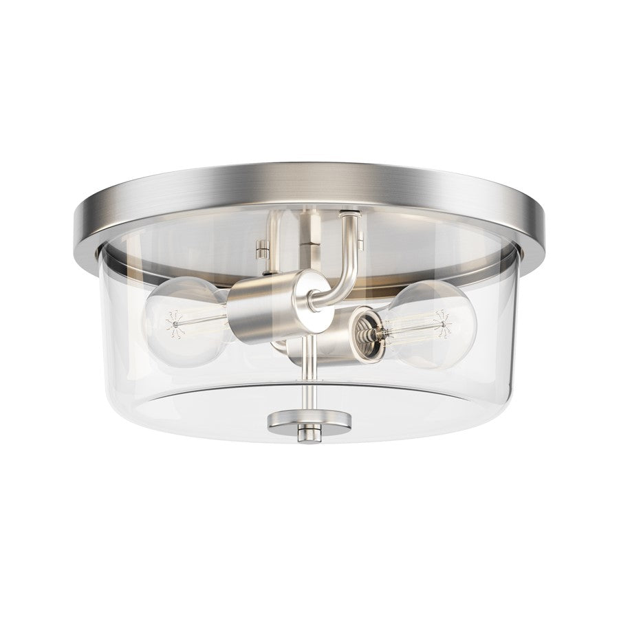 Maxim Lighting Fuller 2 Light 5.5" Flush Mount, Satin Nickel/Clear - 5691CLSN