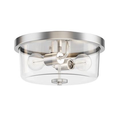 Maxim Lighting Fuller 2 Light 5.5" Flush Mount, Satin Nickel/Clear - 5691CLSN
