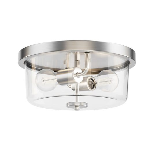 Maxim Lighting Fuller 2 Light 5.5" Flush Mount, Satin Nickel/Clear - 5691CLSN