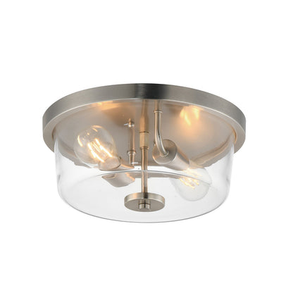 Maxim Lighting Fuller 2 Light 5.5" Flush Mount, Satin Nickel/Clear