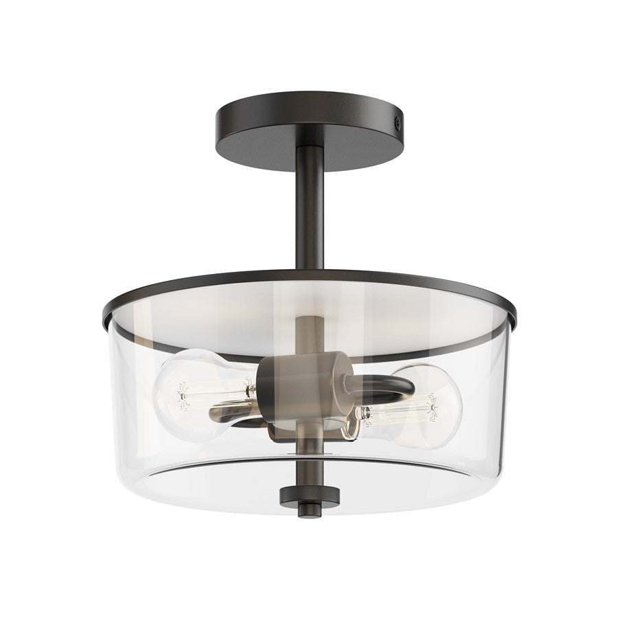 Maxim Lighting Fuller 2 Light 10" Flush Mount, Black/Clear - 5692CLBK
