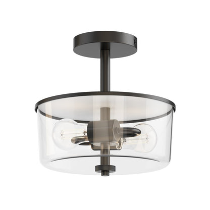 Maxim Lighting Fuller 2 Light 10" Flush Mount, Black/Clear - 5692CLBK