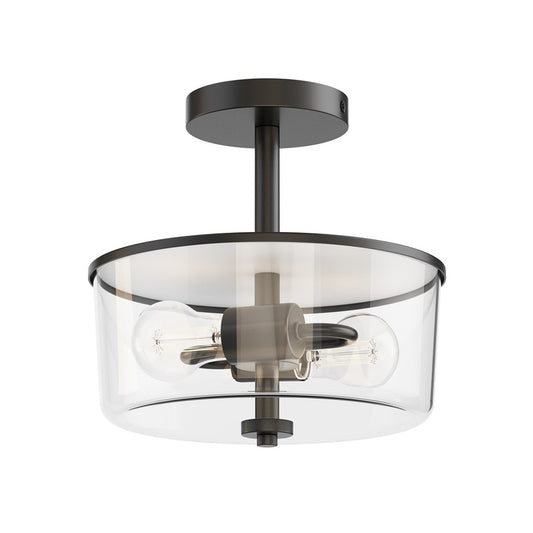 Maxim Lighting Fuller 2 Light 10" Flush Mount, Black/Clear - 5692CLBK