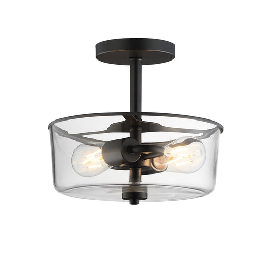 Maxim Lighting Fuller 2 Light 10" Flush Mount, Black/Clear