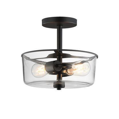 Maxim Lighting Fuller 2 Light 10" Flush Mount, Black/Clear