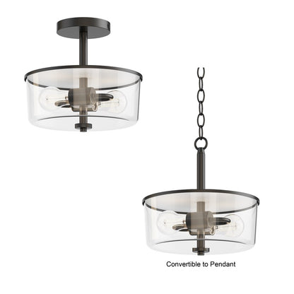 Maxim Lighting Fuller 2 Light 10" Flush Mount, Black/Clear