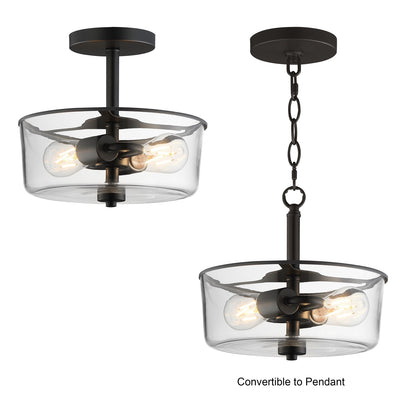 Maxim Lighting Fuller 2 Light 10" Flush Mount, Black/Clear