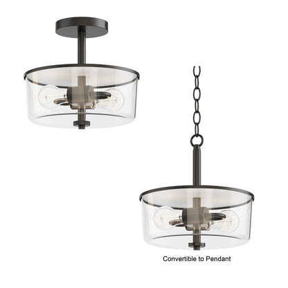 Maxim Lighting Fuller 2 Light 10" Flush Mount, Black/Clear