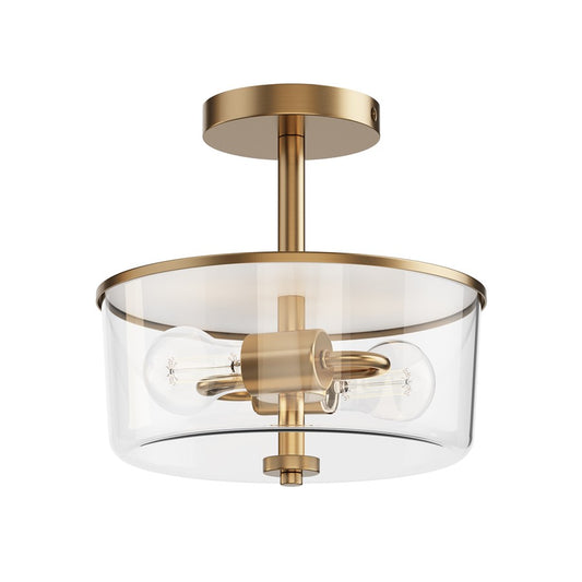 Maxim Lighting Fuller 2Lt 10" Flush Mount, Natural Aged Brass/Clear - 5692CLNAB