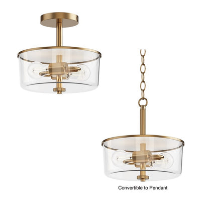 Maxim Lighting Fuller 2Lt 10" Flush Mount, Natural Aged Brass/Clear