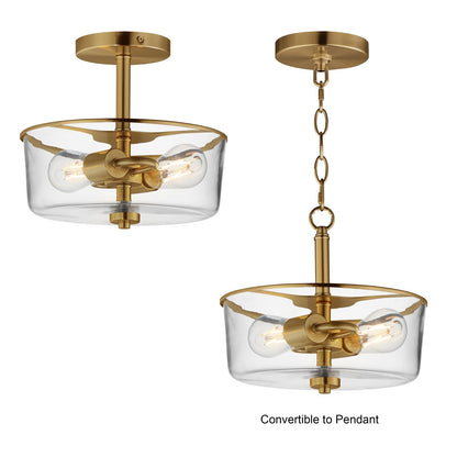 Maxim Lighting Fuller 2Lt 10" Flush Mount, Natural Aged Brass/Clear