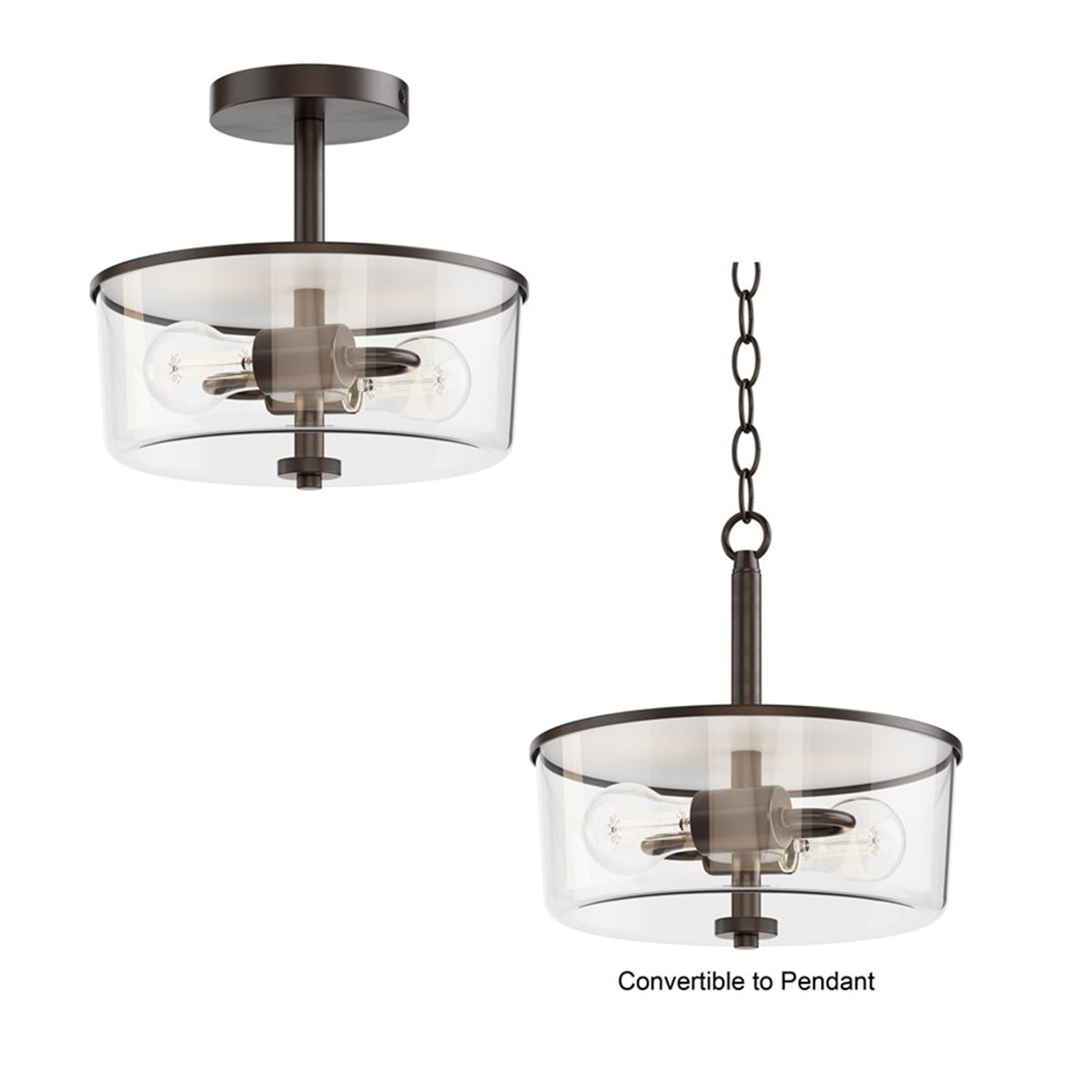 Maxim Lighting Fuller 2Lt 10" Flush Mount, Oil Rubbed Bronze/Clear