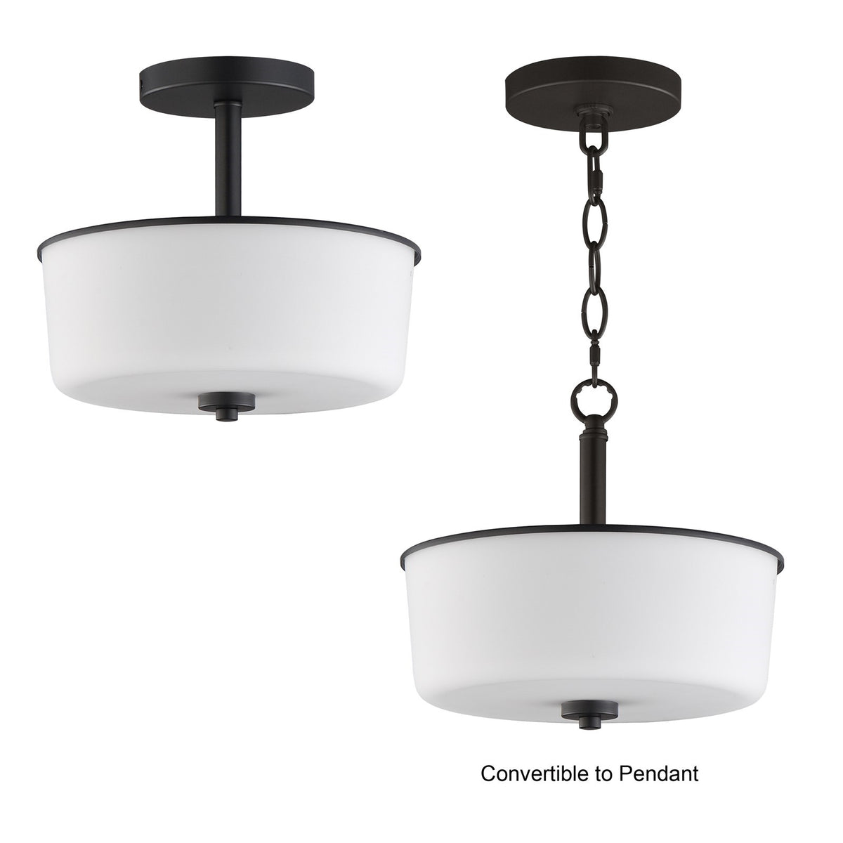 Maxim Lighting Fuller 2 Light 10" Flush Mount, Black/White