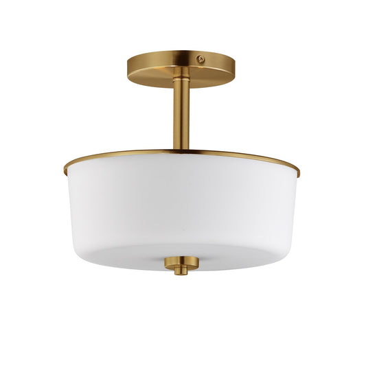 Maxim Lighting Fuller 2Lt 10" Flush Mount, Natural Aged Brass/White