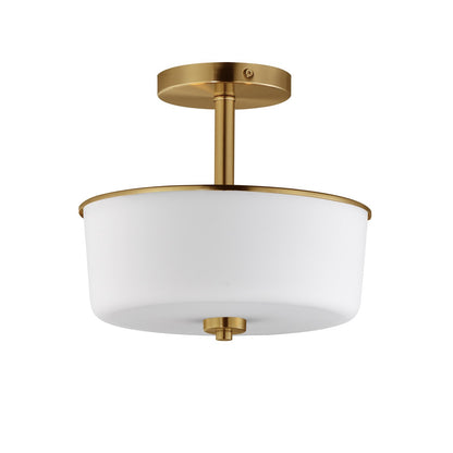 Maxim Lighting Fuller 2Lt 10" Flush Mount, Natural Aged Brass/White