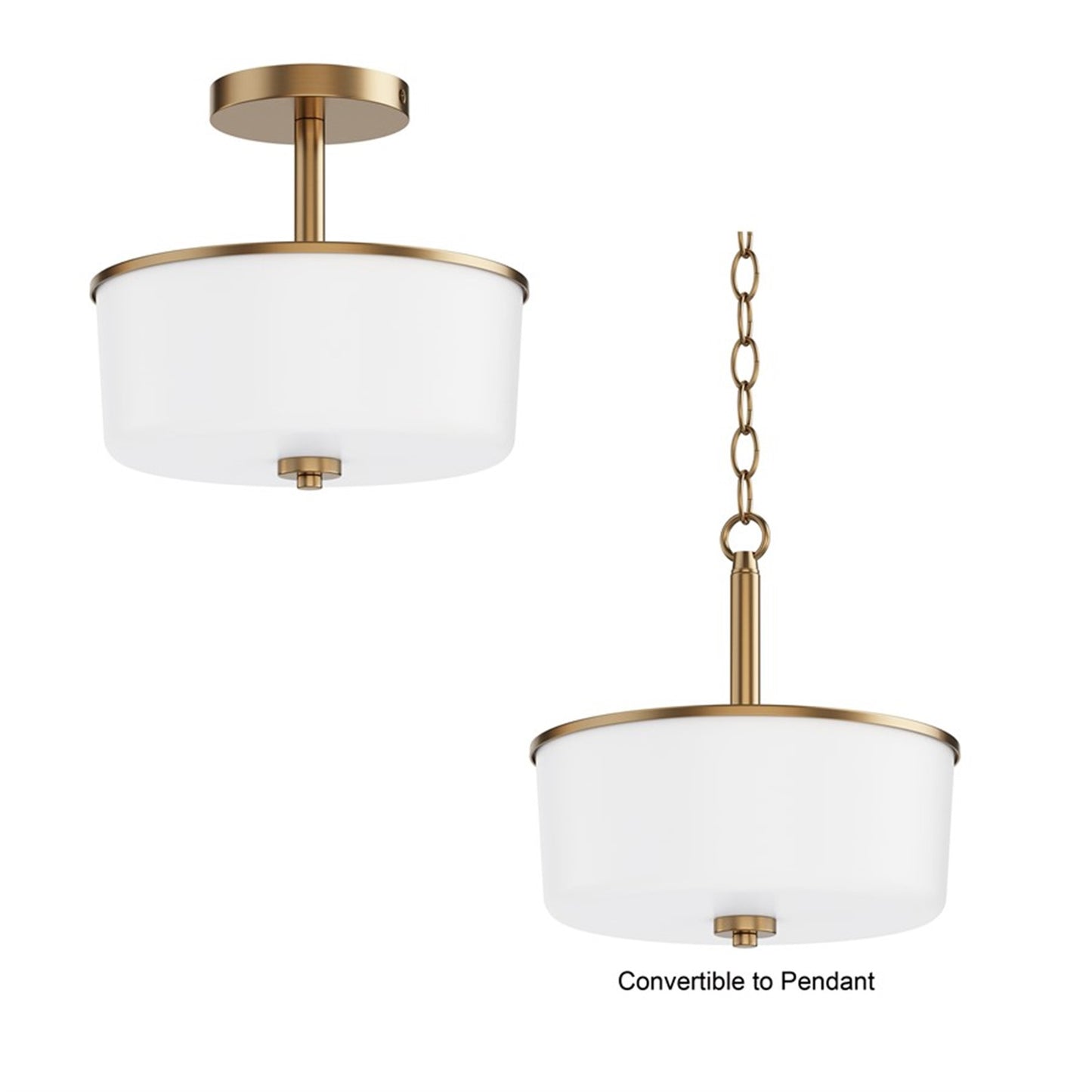 Maxim Lighting Fuller 2Lt 10" Flush Mount, Natural Aged Brass/White