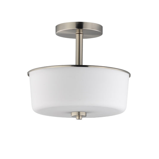 Maxim Lighting Fuller 2 Light 10" Flush Mount, Satin Nickel/White