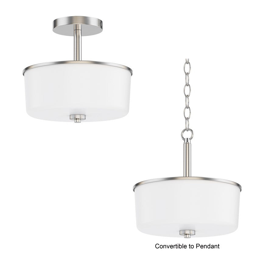 Maxim Lighting Fuller 2 Light 10" Flush Mount, Satin Nickel/White