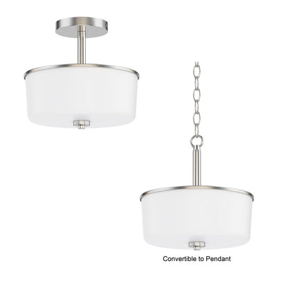 Maxim Lighting Fuller 2 Light 10" Flush Mount, Satin Nickel/White