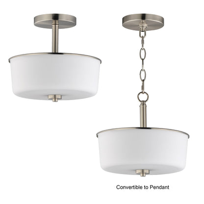 Maxim Lighting Fuller 2 Light 10" Flush Mount, Satin Nickel/White