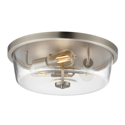 Maxim Lighting Fuller 3 Light 5.5" Flush Mount, Satin Nickel/Clear
