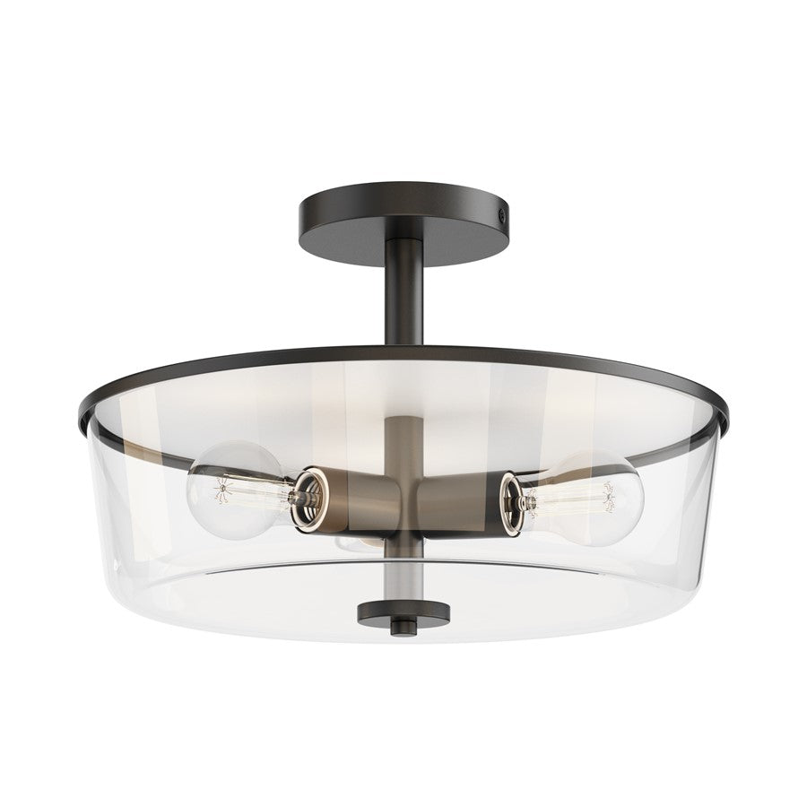 Maxim Lighting Fuller 3 Light 10" Flush Mount, Black/Clear - 5695CLBK
