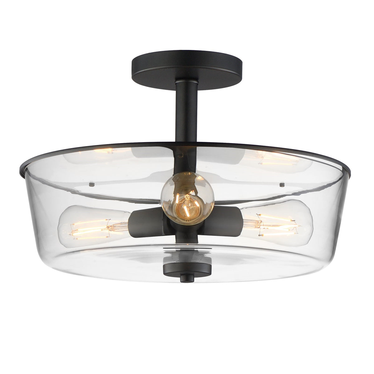 Maxim Lighting Fuller 3 Light 10" Flush Mount, Black/Clear