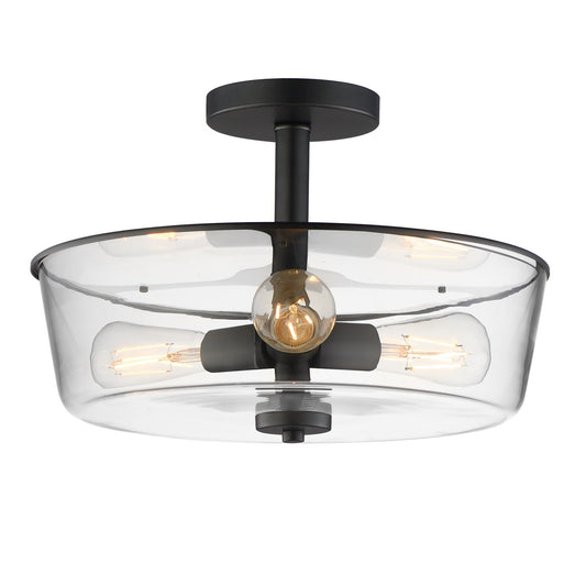 Maxim Lighting Fuller 3 Light 10" Flush Mount, Black/Clear