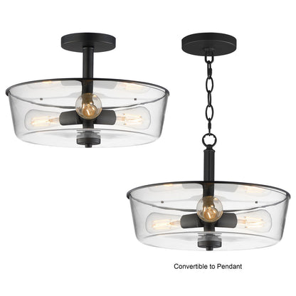 Maxim Lighting Fuller 3 Light 10" Flush Mount, Black/Clear