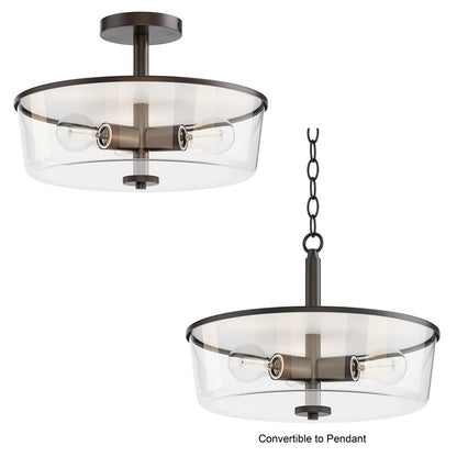 Maxim Lighting Fuller 3 Light 10" Flush Mount, Black/Clear