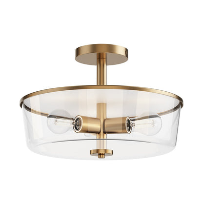 Maxim Lighting Fuller 3Lt 10" Flush Mount, Natural Aged Brass/Clear - 5695CLNAB