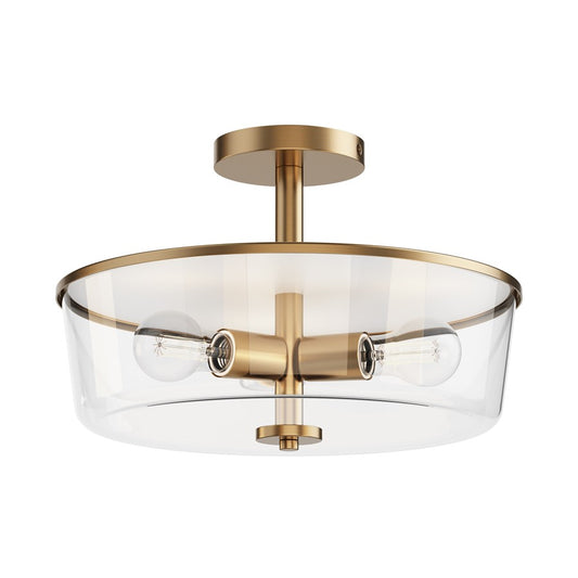 Maxim Lighting Fuller 3Lt 10" Flush Mount, Natural Aged Brass/Clear - 5695CLNAB